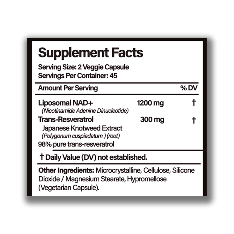 NAD + Resveratrol - Cápsulas de Reparación Celular